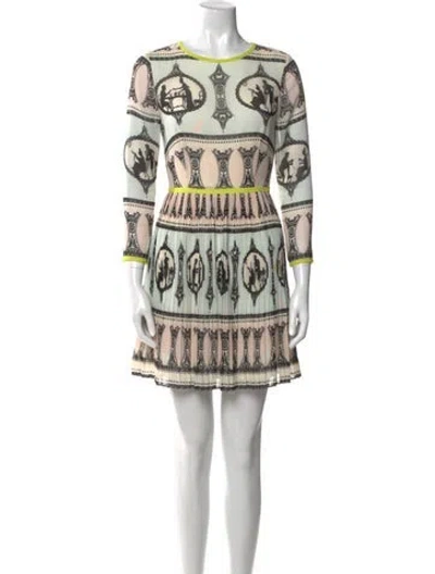 Pre-owned Ted Baker Printed Mini Dress In Blue