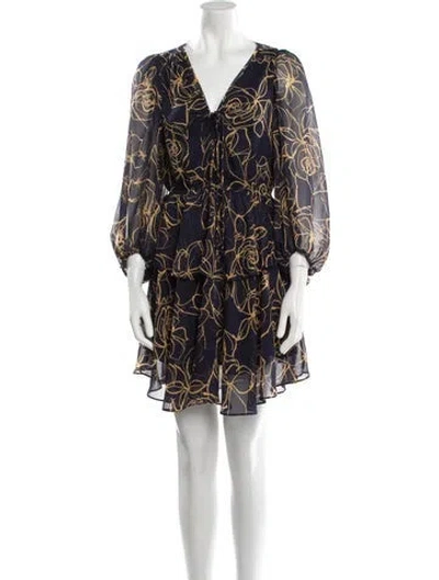 Pre-owned Ted Baker Printed Mini Dress In Blue