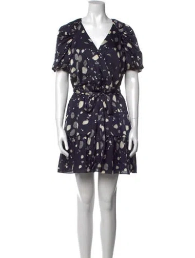 Pre-owned Ted Baker Printed Mini Dress In Blue