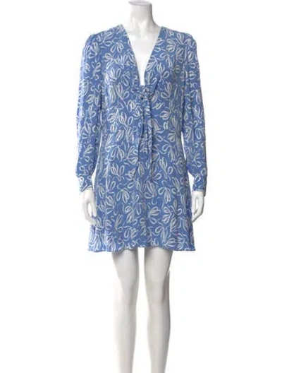 Pre-owned Ted Baker Printed Mini Dress In Blue