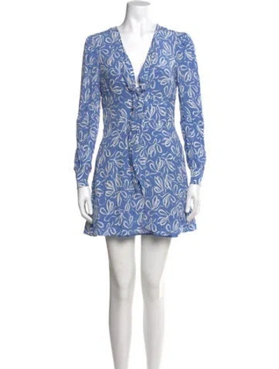 Pre-owned Ted Baker Printed Mini Dress In Blue