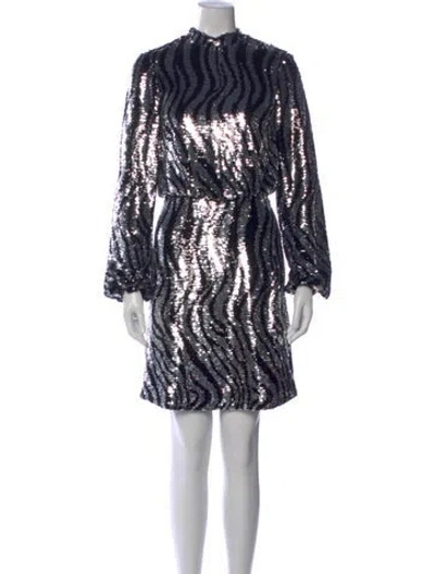 Pre-owned Ted Baker Printed Mini Dress In Blue