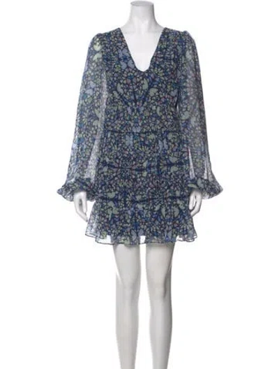 Pre-owned Ted Baker Printed Mini Dress In Blue