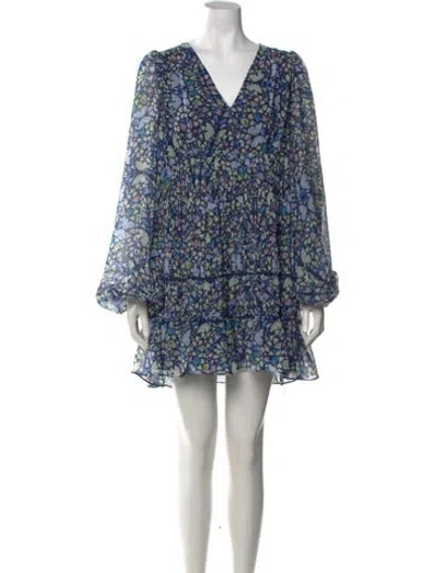 Pre-owned Ted Baker Printed Mini Dress In Blue