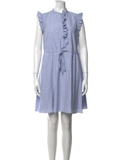 Pre-owned Ted Baker Printed Mini Dress In Blue