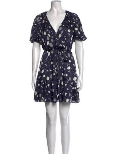 Pre-owned Ted Baker Printed Mini Dress In Blue