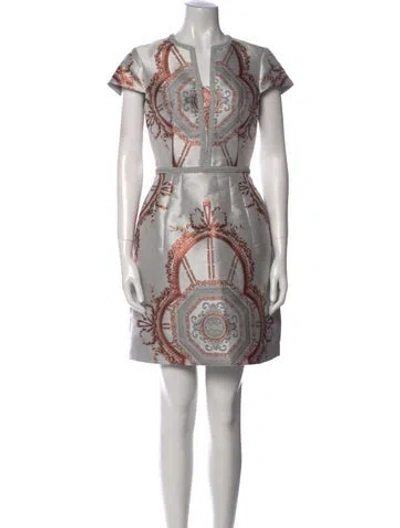 Pre-owned Ted Baker Printed Mini Dress In Gray