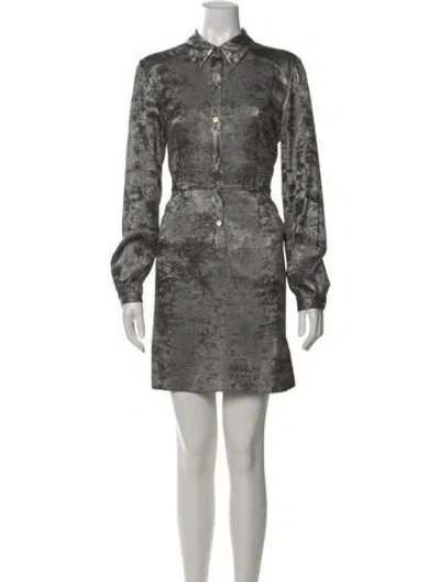 Pre-owned Ted Baker Printed Mini Dress In Gray