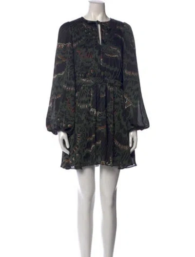 Pre-owned Ted Baker Printed Mini Dress In Green