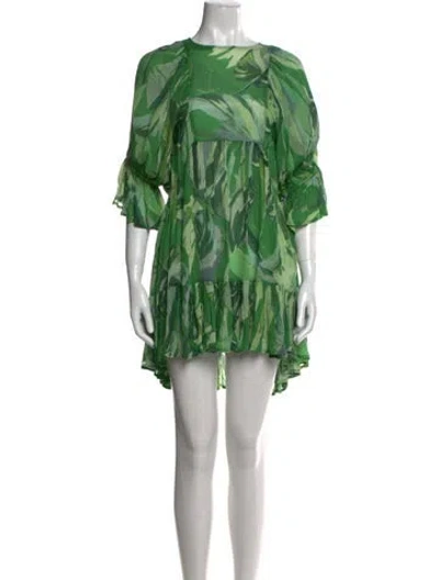 Pre-owned Ted Baker Printed Mini Dress In Green