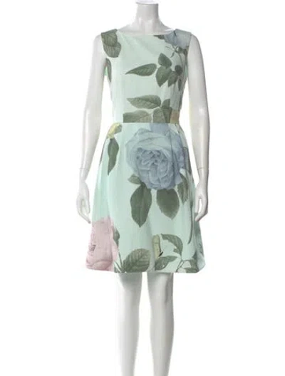 Pre-owned Ted Baker Printed Mini Dress In Green