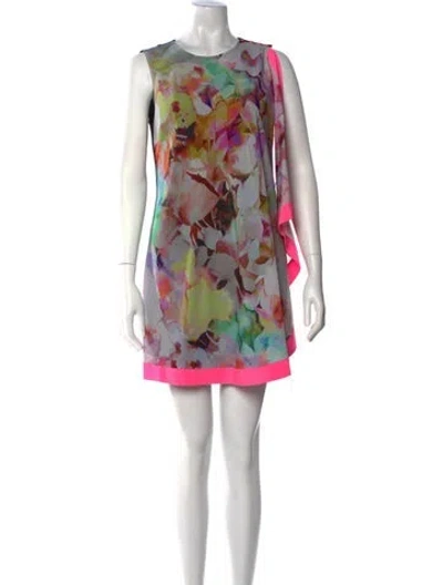Pre-owned Ted Baker Printed Mini Dress In Multi