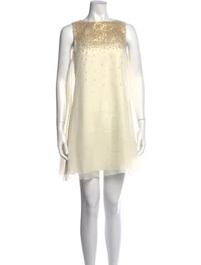 Pre-owned Ted Baker Printed Mini Dress In Neutrals