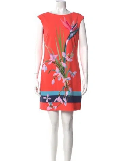 Pre-owned Ted Baker Printed Mini Dress In Orange