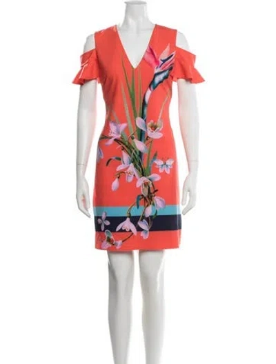 Pre-owned Ted Baker Printed Mini Dress In Orange