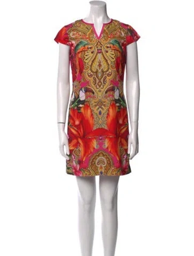 Pre-owned Ted Baker Printed Mini Dress In Pink