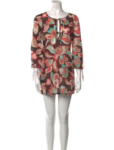 Pre-owned Ted Baker Printed Mini Dress In Pink