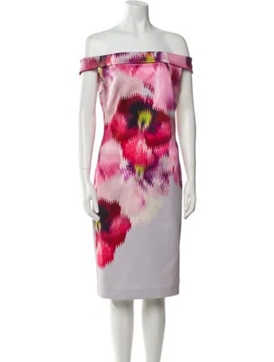 Pre-owned Ted Baker Printed Mini Dress In Pink