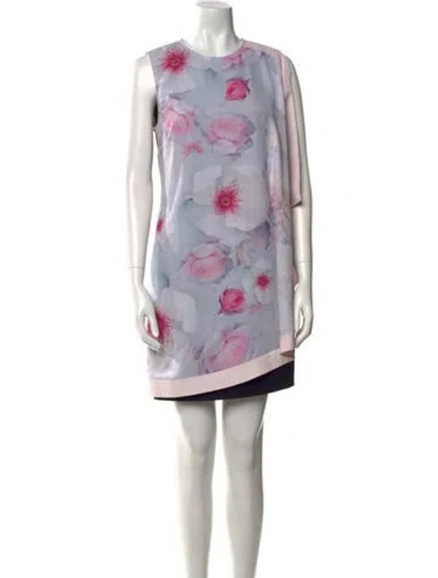 Pre-owned Ted Baker Printed Mini Dress In Pink