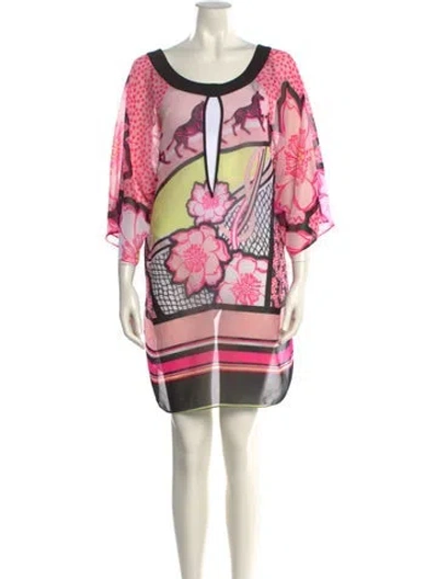Pre-owned Ted Baker Printed Mini Dress In Pink