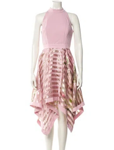 Pre-owned Ted Baker Printed Mini Dress In Pink