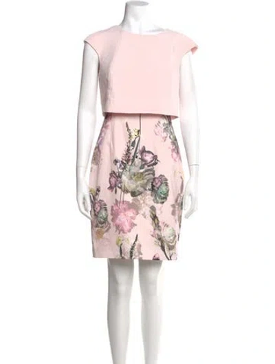 Pre-owned Ted Baker Printed Mini Dress In Pink