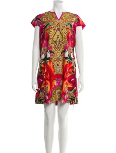 Pre-owned Ted Baker Printed Mini Dress In Pink