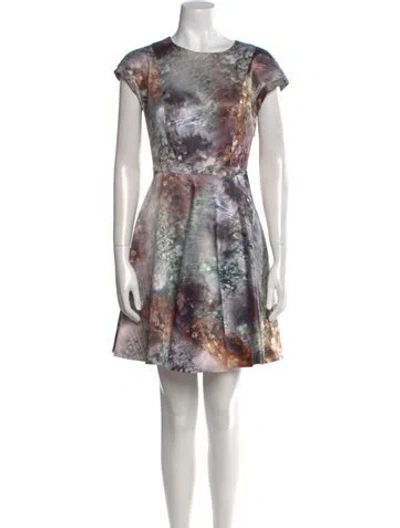 Pre-owned Ted Baker Printed Mini Dress In Purple