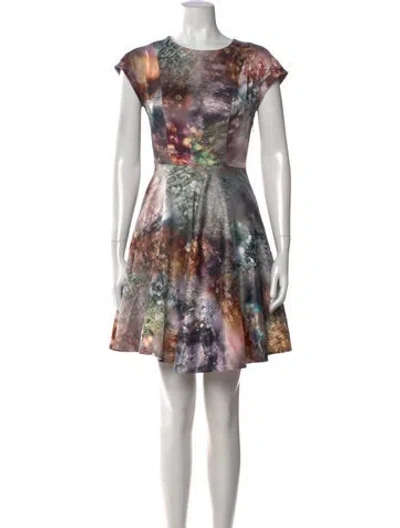 Pre-owned Ted Baker Printed Mini Dress In Purple