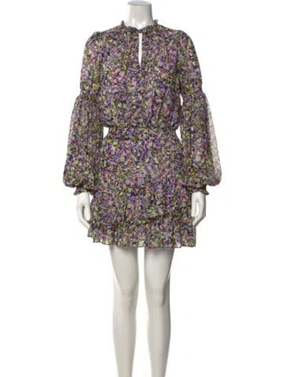 Pre-owned Ted Baker Printed Mini Dress In Purple
