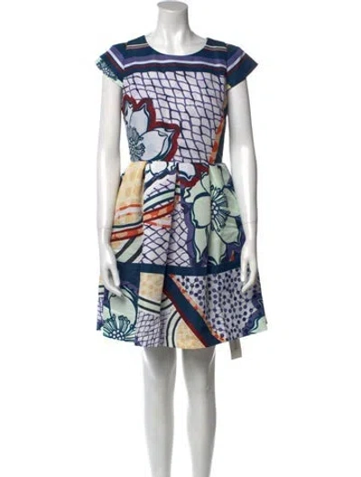Pre-owned Ted Baker Printed Mini Dress W/ Tags In Blue