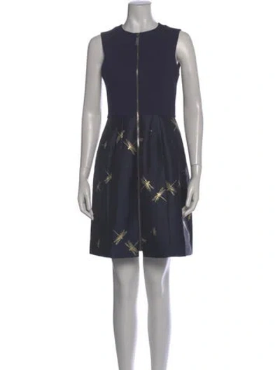 Pre-owned Ted Baker Printed Mini Dress W/ Tags In Blue