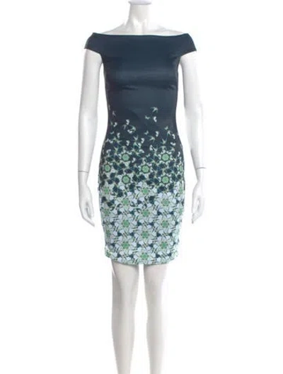 Pre-owned Ted Baker Printed Mini Dress W/ Tags In Blue