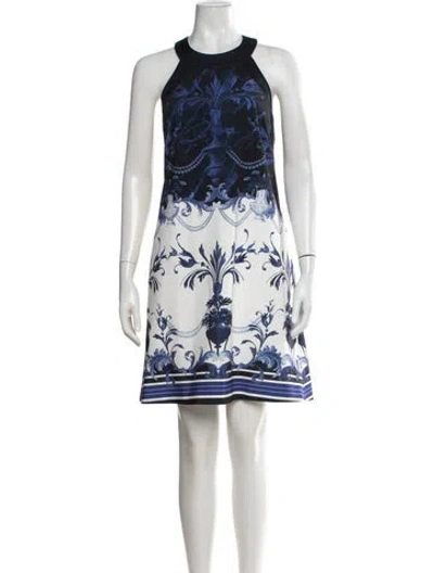 Pre-owned Ted Baker Printed Mini Dress W/ Tags In Blue/white