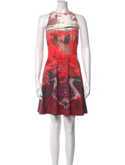 Pre-owned Ted Baker Printed Mini Dress W/ Tags In Red