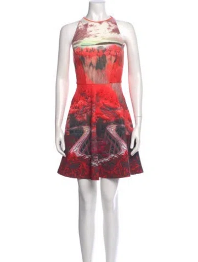 Pre-owned Ted Baker Printed Mini Dress W/ Tags In Red
