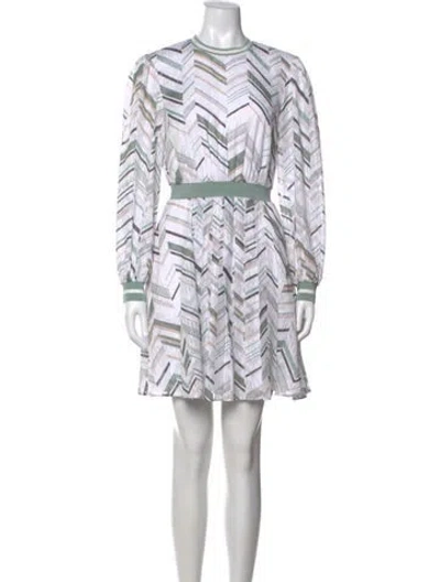 Pre-owned Ted Baker Printed Mini Dress W/ Tags In White
