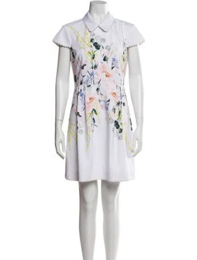 Pre-owned Ted Baker Printed Mini Dress In White