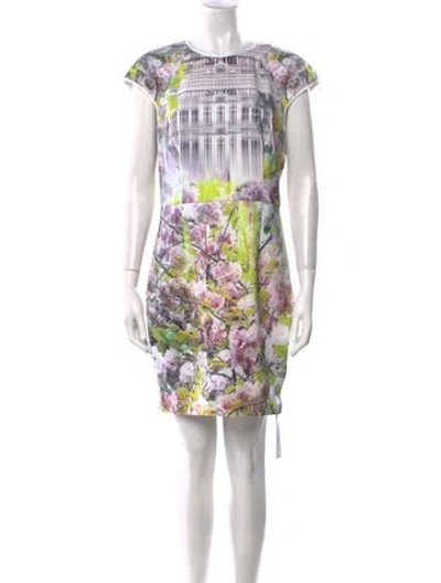 Pre-owned Ted Baker Printed Mini Dress In White