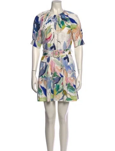 Pre-owned Ted Baker Printed Mini Dress In White