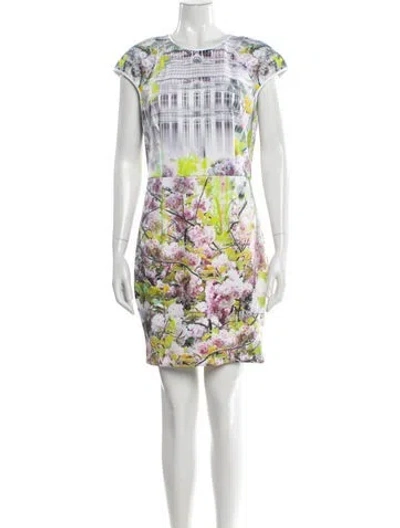 Pre-owned Ted Baker Printed Mini Dress In White