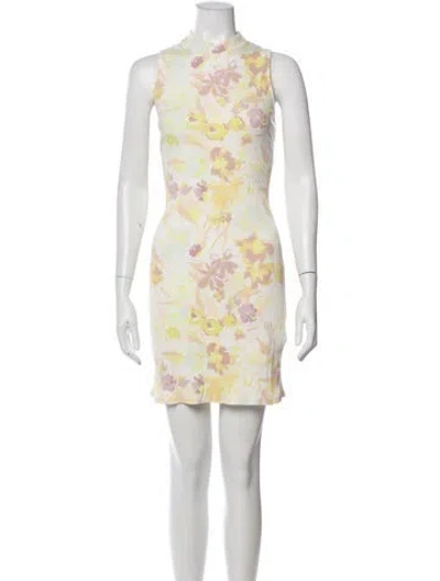 Pre-owned Ted Baker Printed Mini Dress In White