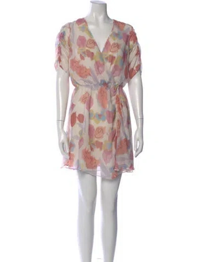 Pre-owned Ted Baker Printed Mini Dress In White