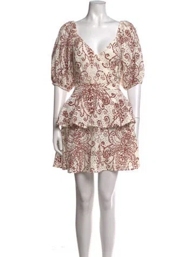 Pre-owned Ted Baker Printed Mini Dress In White