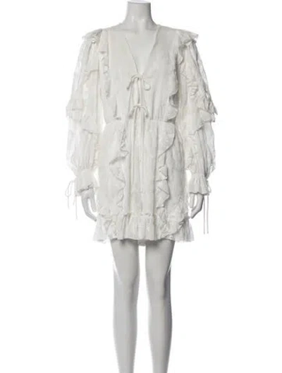Pre-owned Ted Baker Printed Mini Dress In White