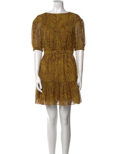 Pre-owned Ted Baker Printed Mini Dress In Yellow
