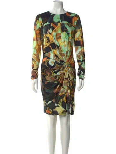 Pre-owned Ted Baker Printed Mini Dress In Yellow