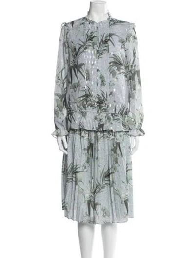 Pre-owned Ted Baker Printed Ruffle Embellishment Skirt Set In Blue