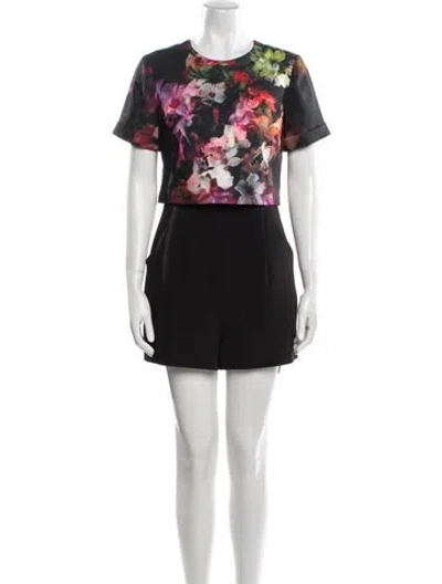Pre-owned Ted Baker Printed Scoop Neck Romper In Black