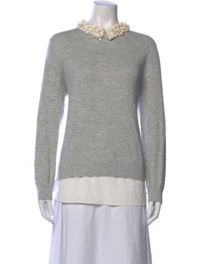 Pre-owned Ted Baker Printed Scoop Neck Sweater In Gray